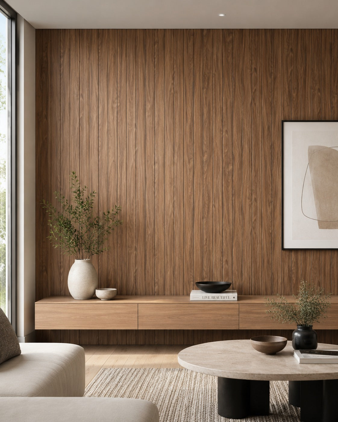 Panel Plafón Muro WPC Interior - Castaño WG20