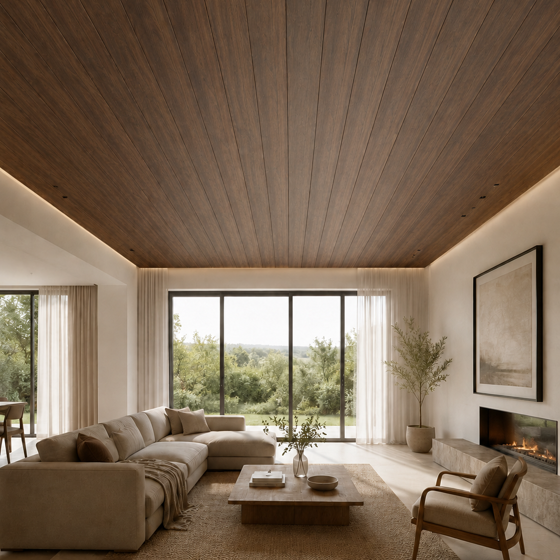 Panel Plafón Muro Ancho WPC Interior - Cedro WG40